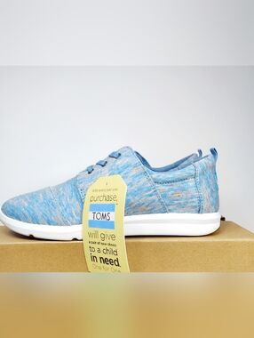 TOMS Del Rey Alaskan Blue Heather Jersey Sneaker Womens Size 8.5 Wide NWT Preppy